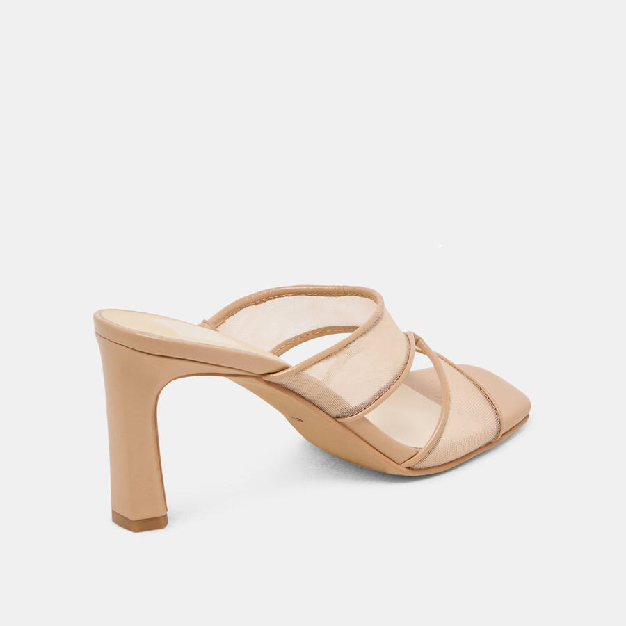 gitel wide heels light tan mesh