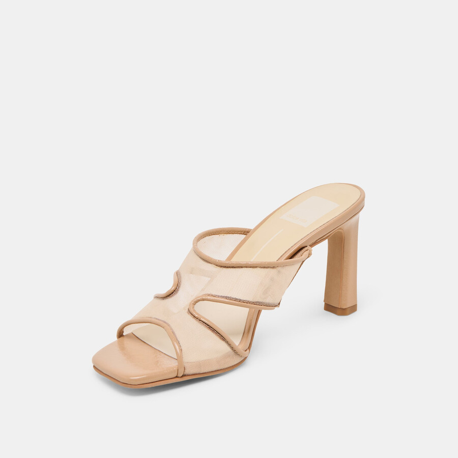 gitel wide heels light tan mesh