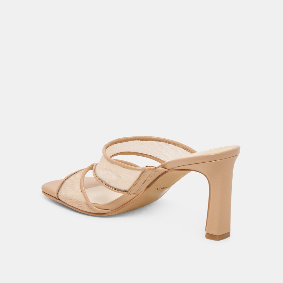 gitel wide heels light tan mesh