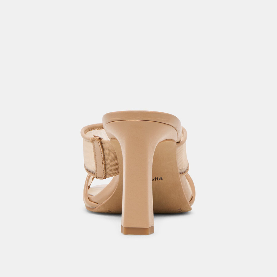 gitel wide heels light tan mesh