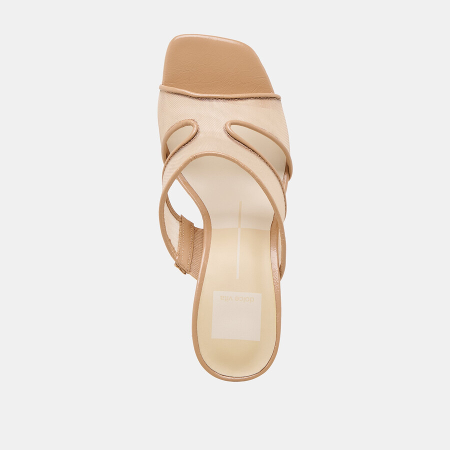 gitel wide heels light tan mesh