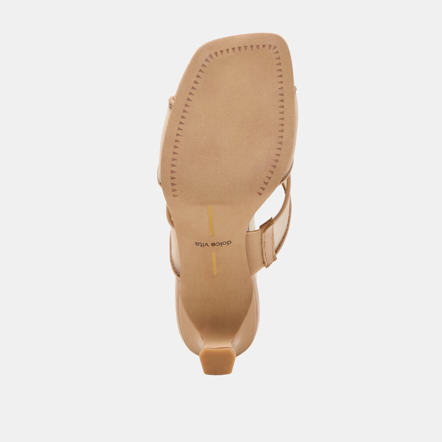 gitel wide heels light tan mesh