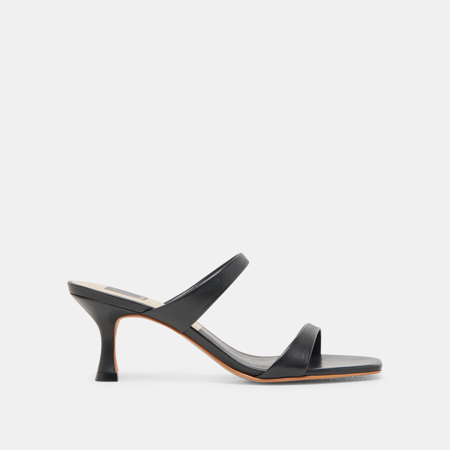genora wide heels black leather