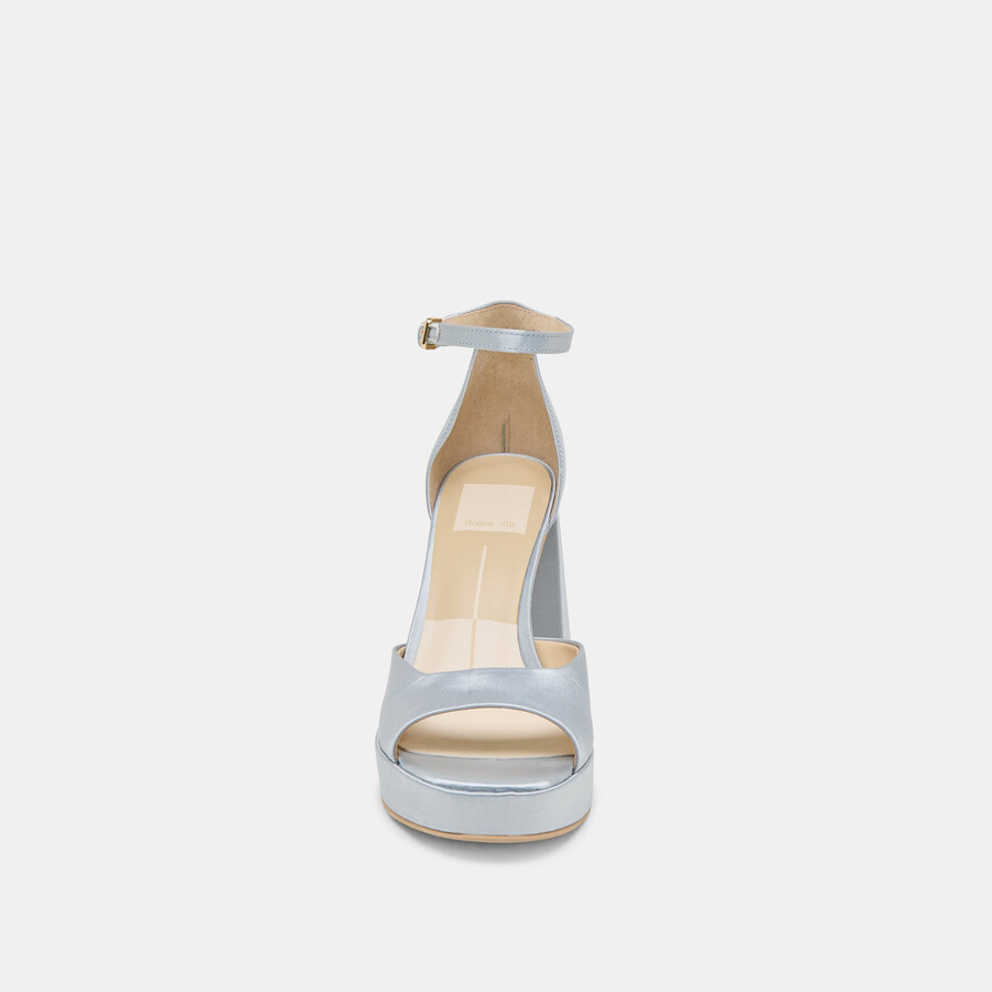 pandro heels light blue satin