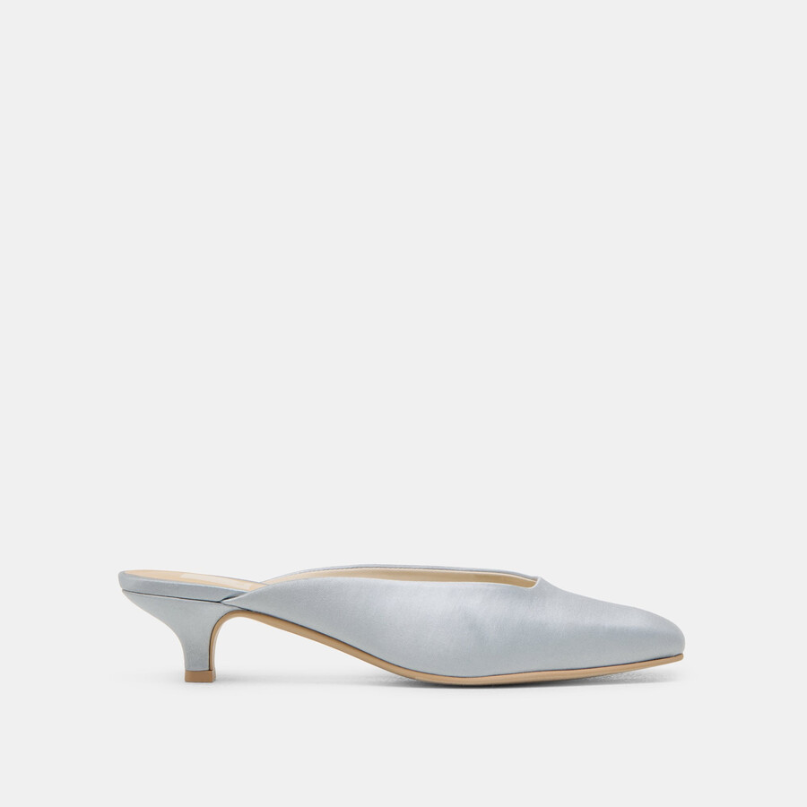umara heels light blue satin