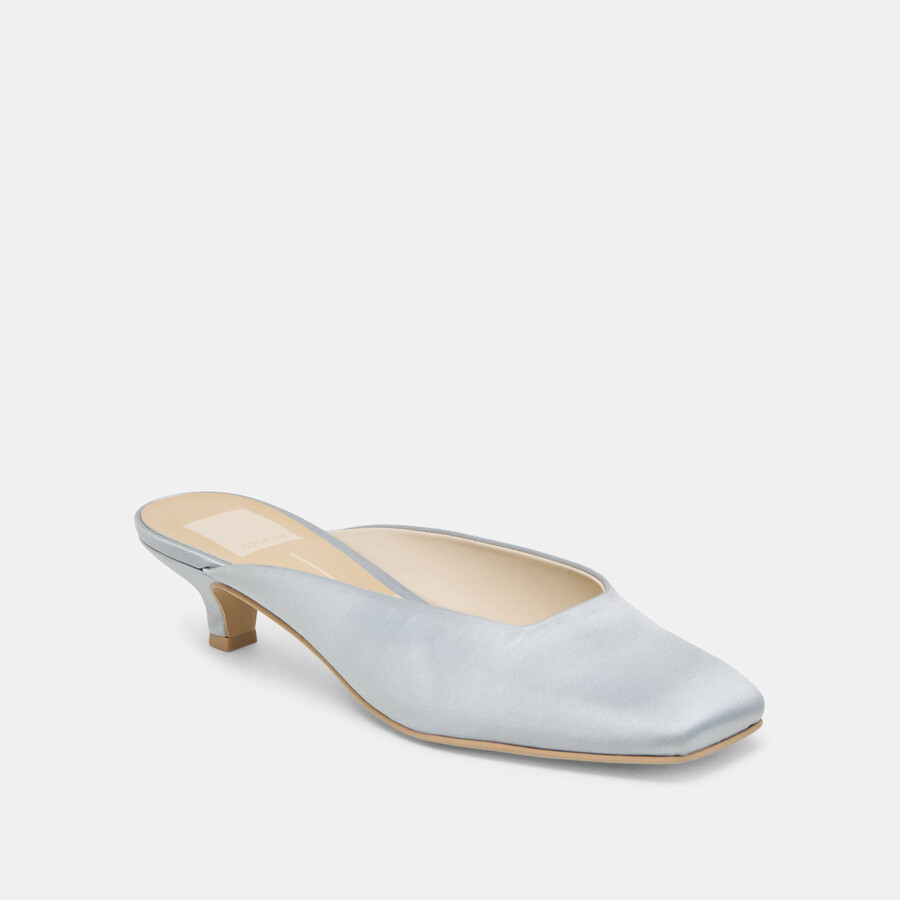umara heels light blue satin