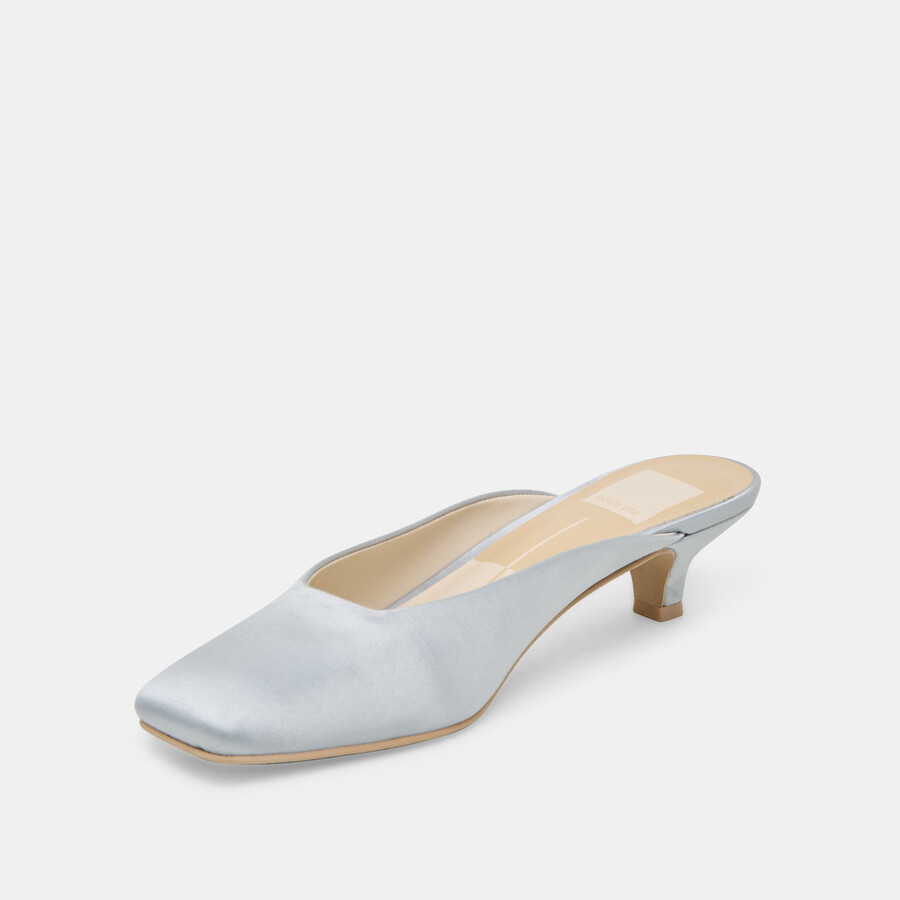 umara heels light blue satin