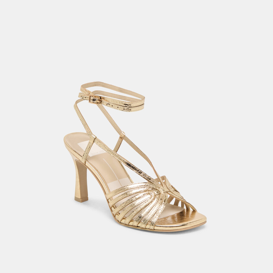 nivana heels gold distressed leather