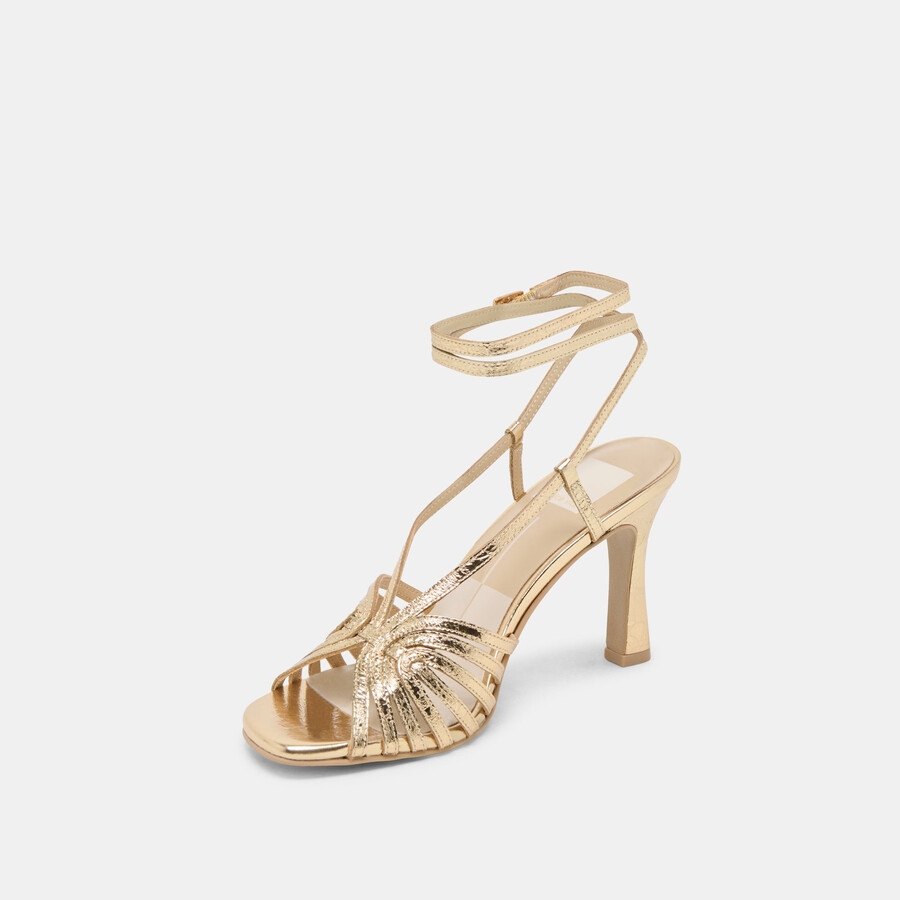 nivana heels gold distressed leather