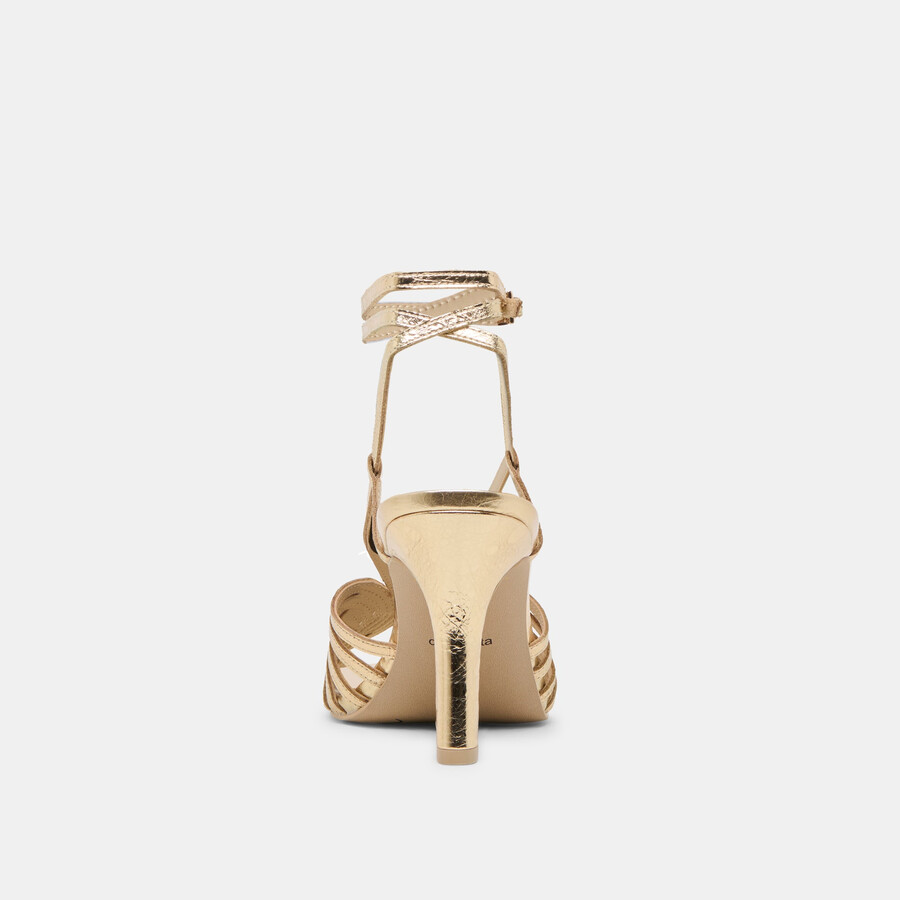 nivana heels gold distressed leather