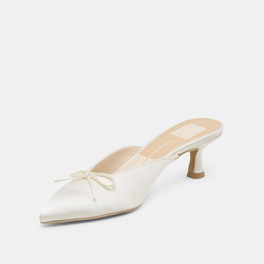 cleo heels off white satin