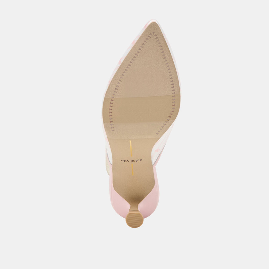 cleo x byrdie golf heels pink floral satin