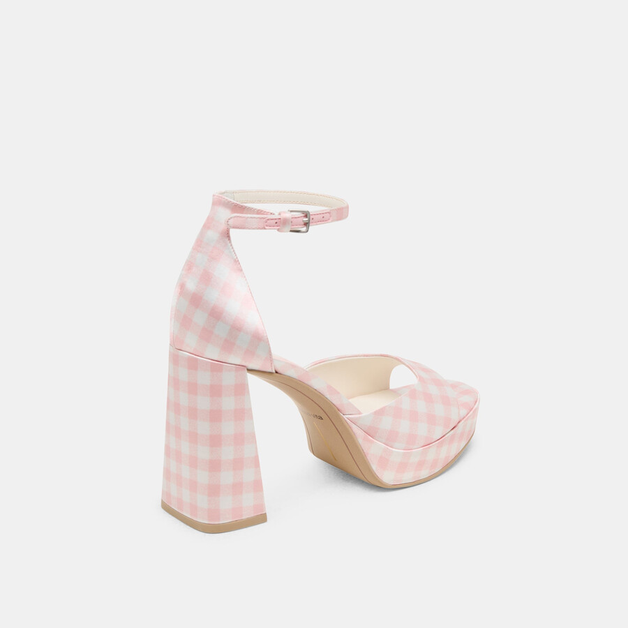 pandro x byrdie golf heels pink plaid gingham