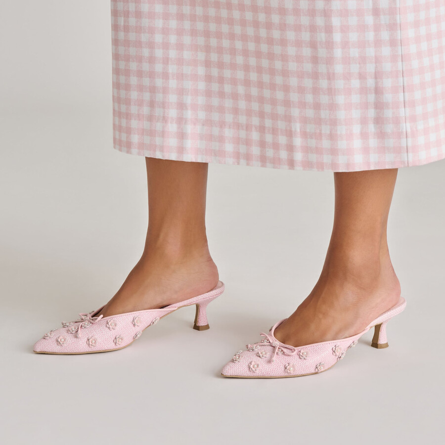 camilo x byrdie golf heels pink raffia