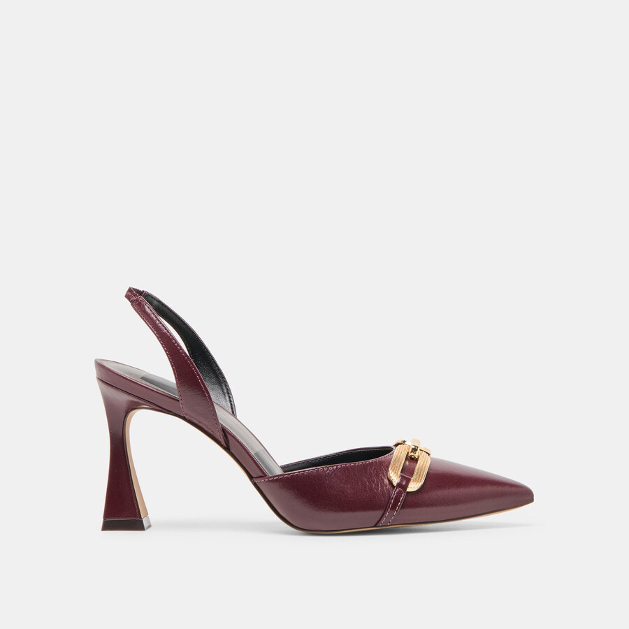 malik heels cranberry crinkle patent