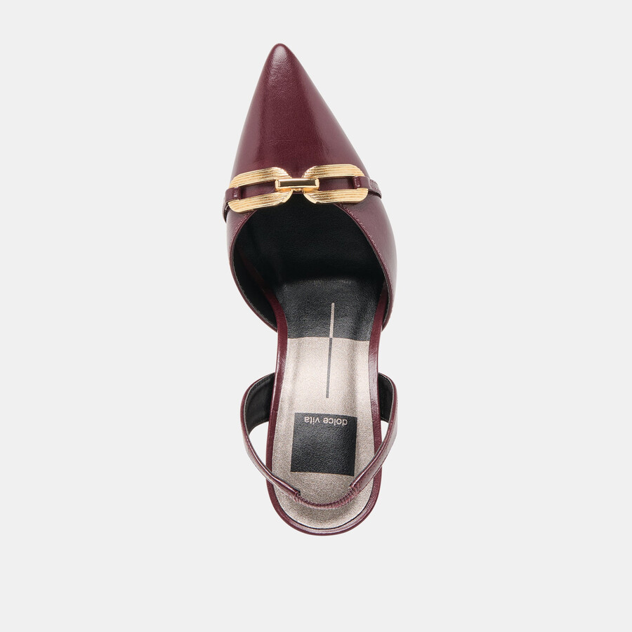 malik heels cranberry crinkle patent