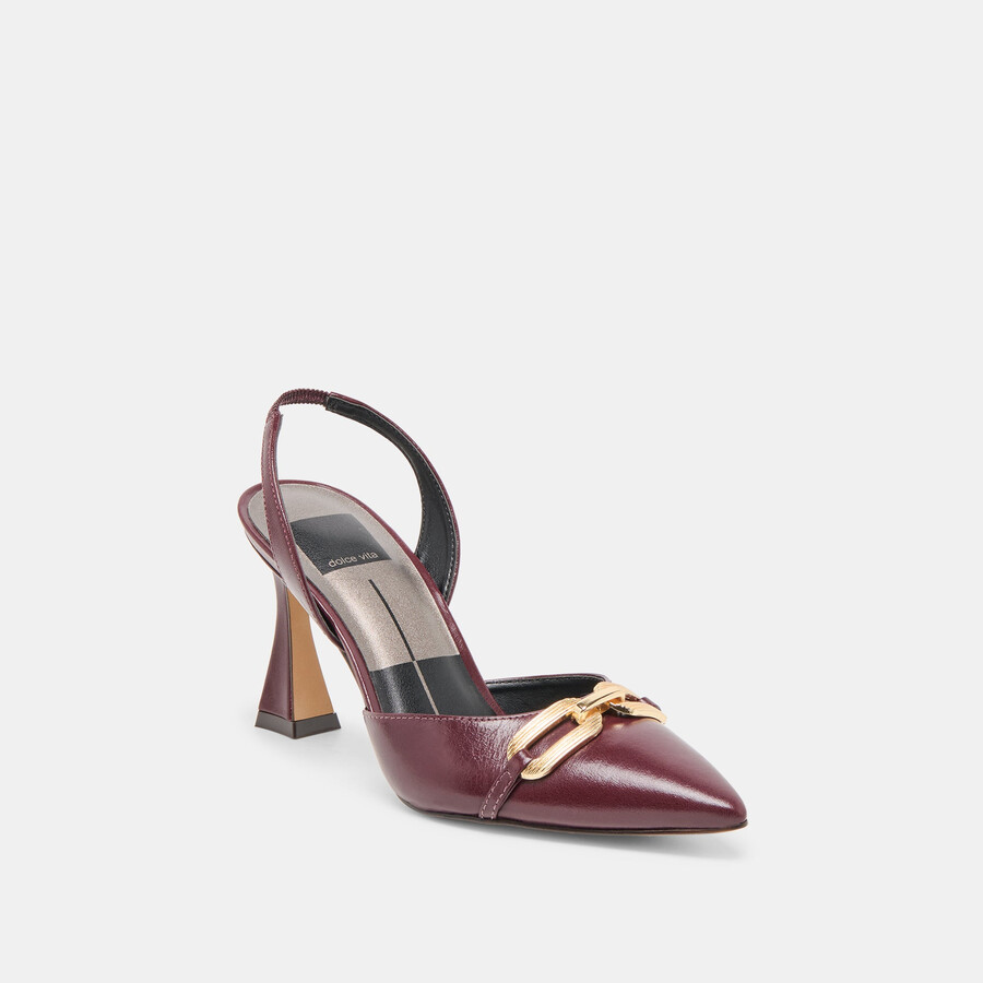 malik heels cranberry crinkle patent