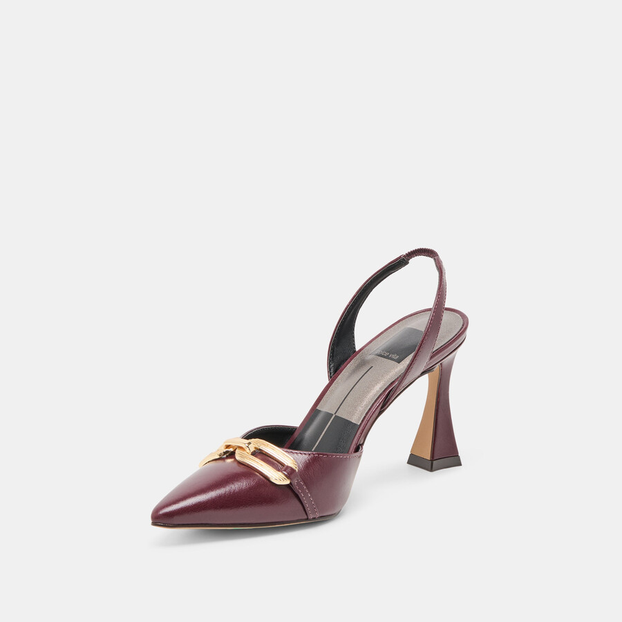 malik heels cranberry crinkle patent