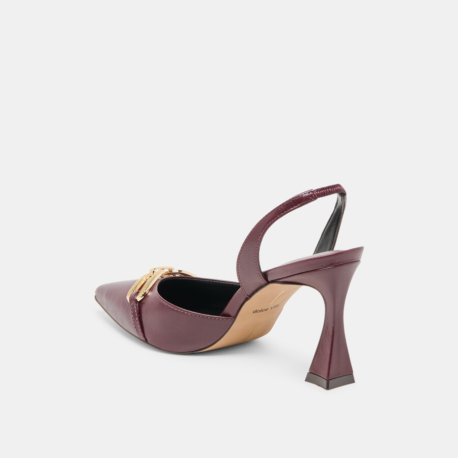 malik heels cranberry crinkle patent