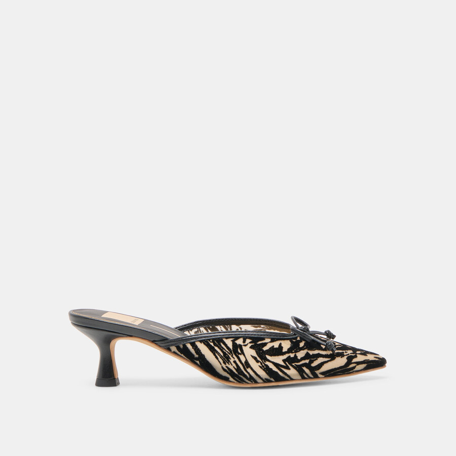 cleo heels zebra velvet mesh