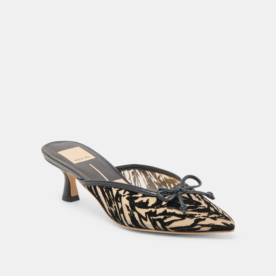 cleo heels zebra velvet mesh