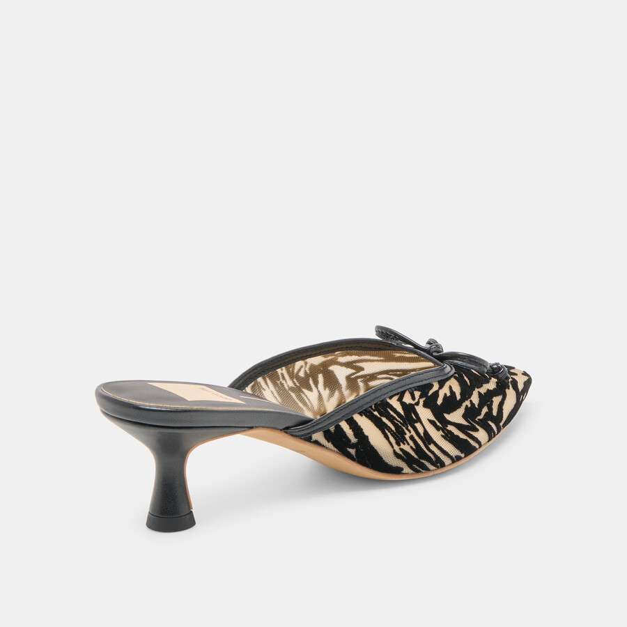cleo heels zebra velvet mesh