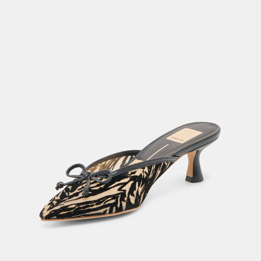cleo heels zebra velvet mesh