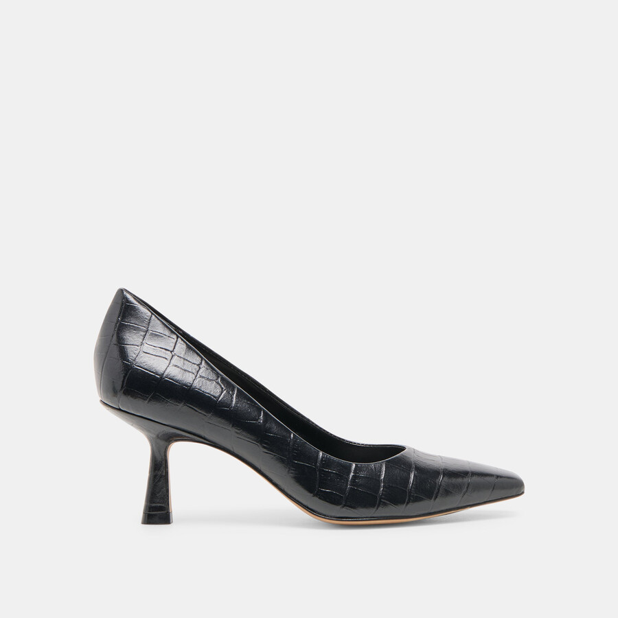 briona heels noir croco embossed leather