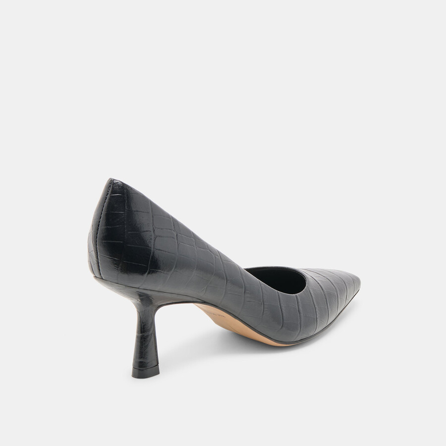 briona heels noir croco embossed leather