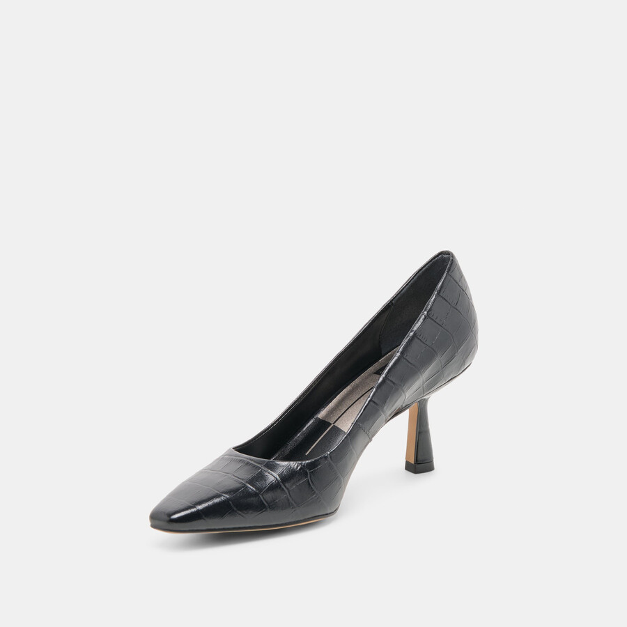briona heels noir croco embossed leather