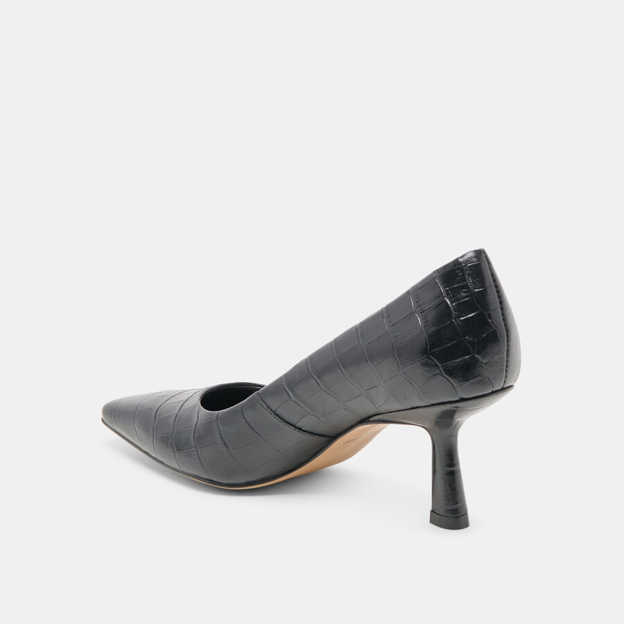 briona heels noir croco embossed leather