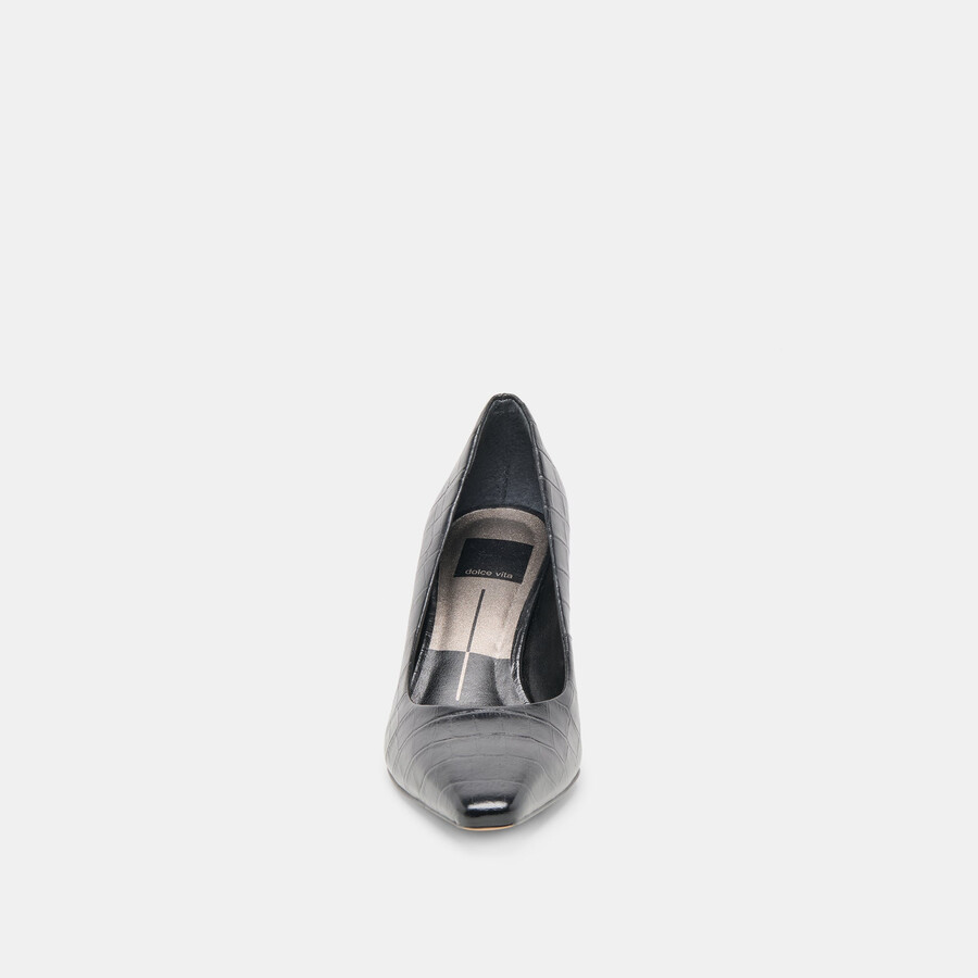 briona heels noir croco embossed leather