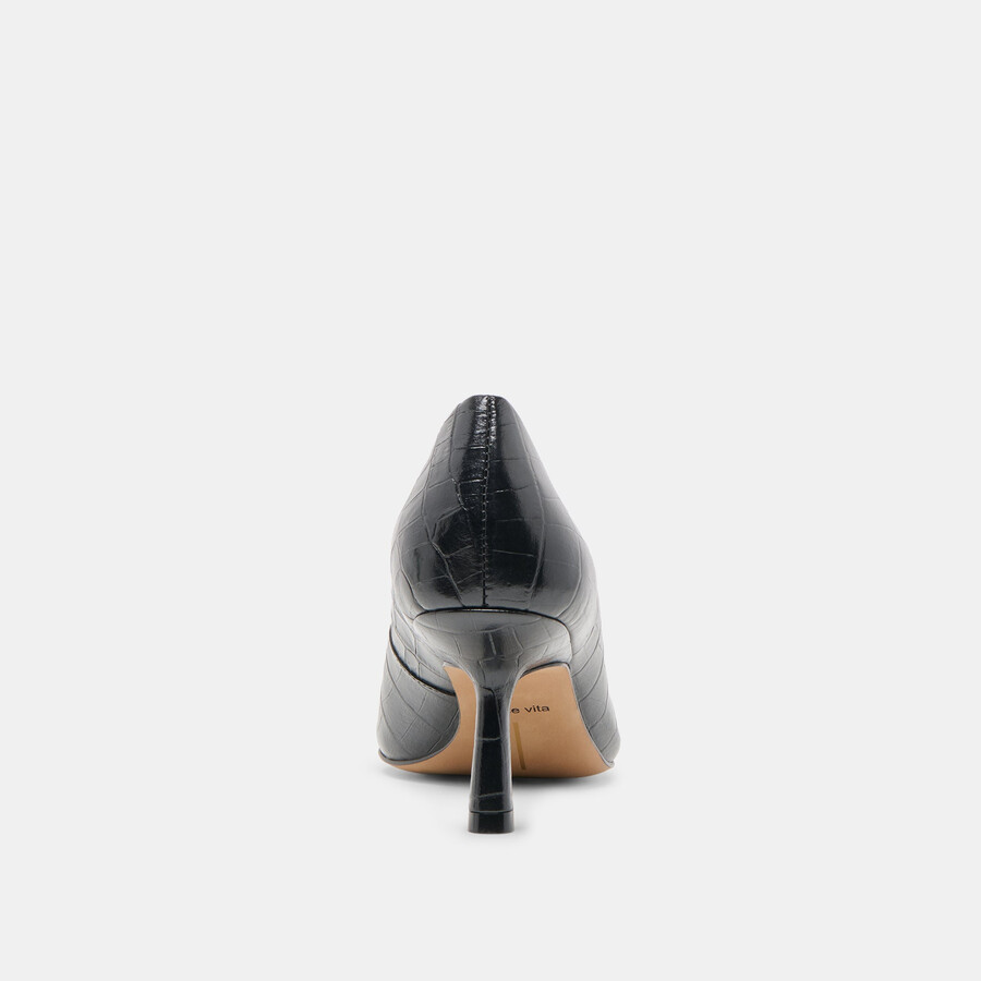 briona heels noir croco embossed leather