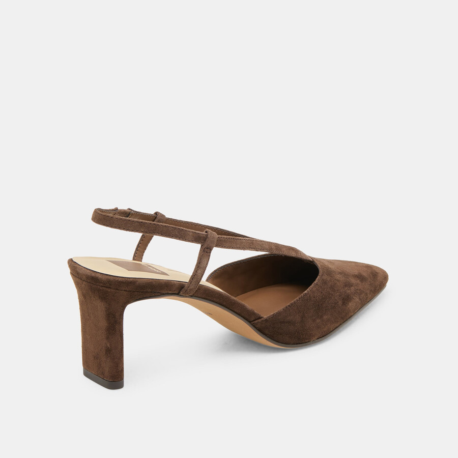 ginay heels dk brown suede