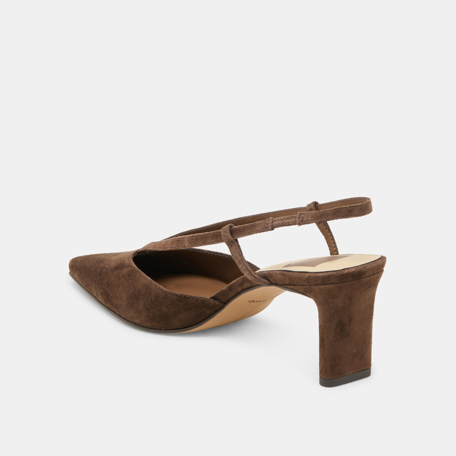ginay heels dk brown suede