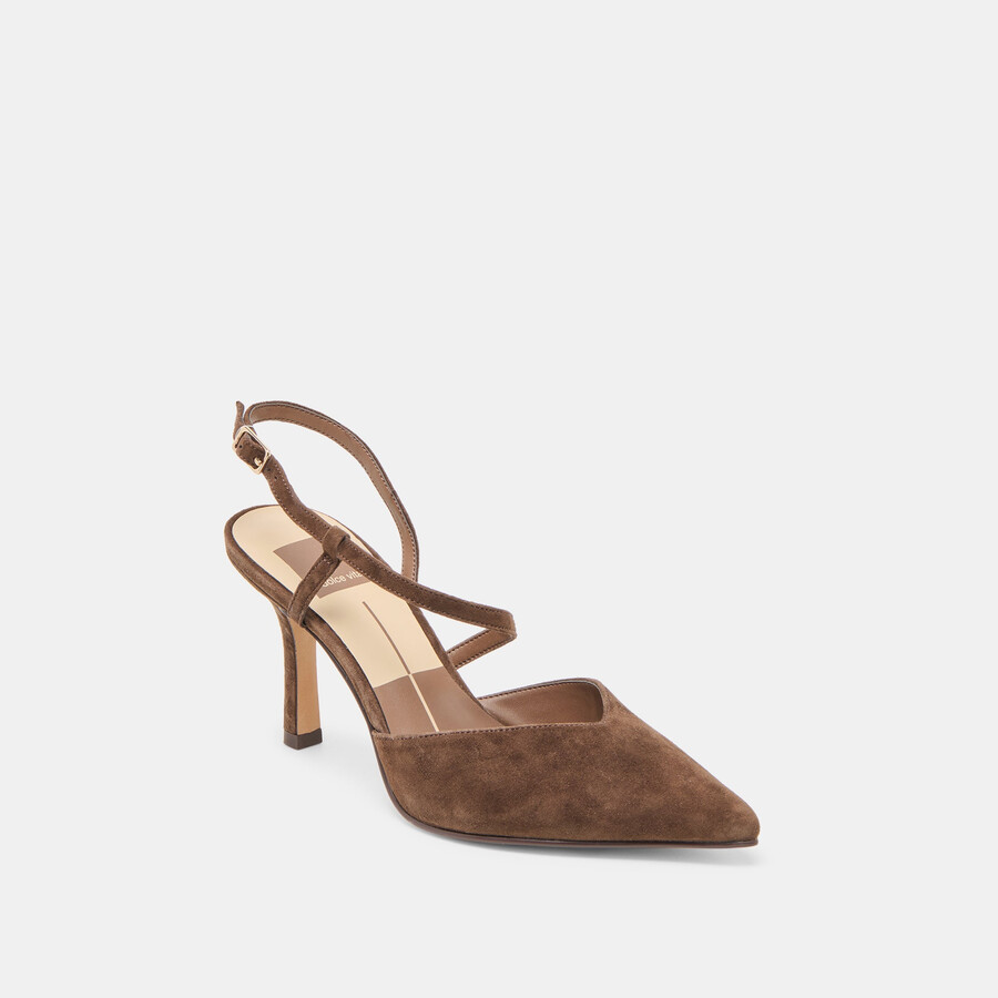 kamra heels dk brown suede