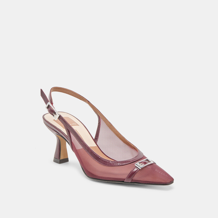 lorine heels burgundy mesh