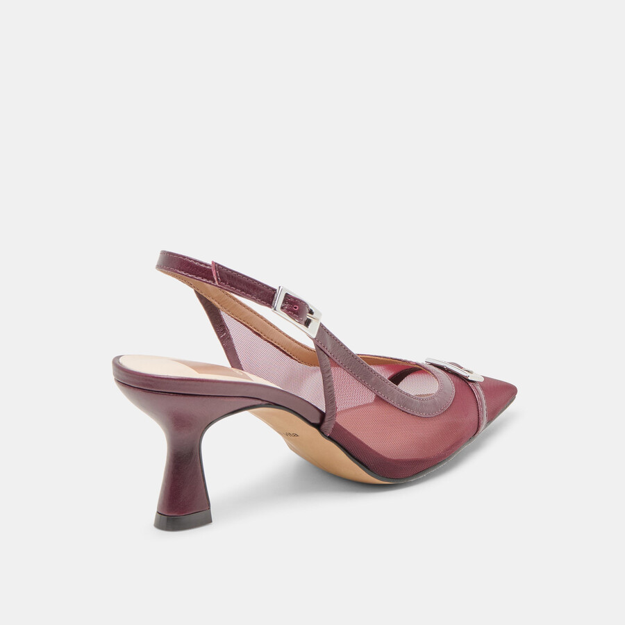 lorine heels burgundy mesh