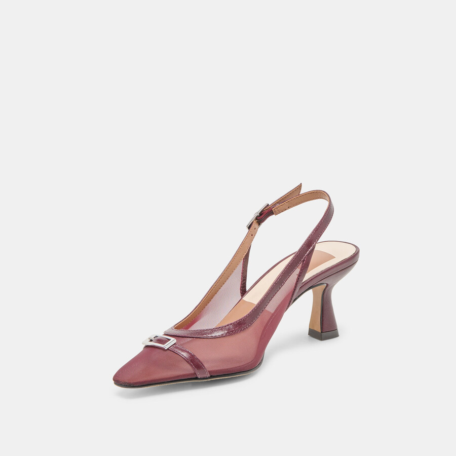 lorine heels burgundy mesh