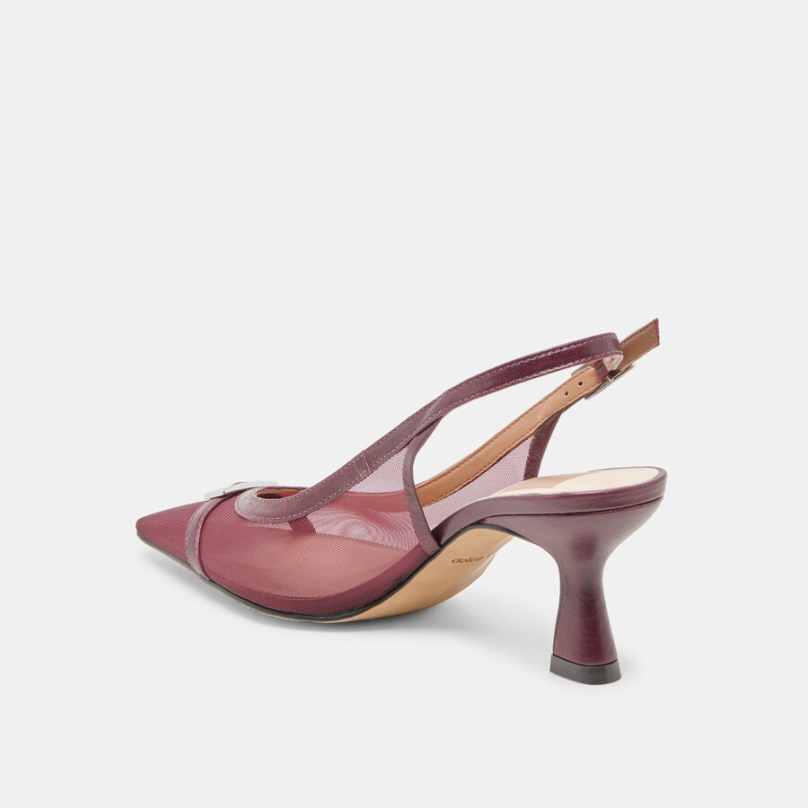 lorine heels burgundy mesh
