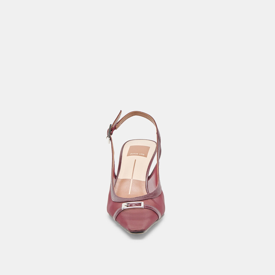 lorine heels burgundy mesh