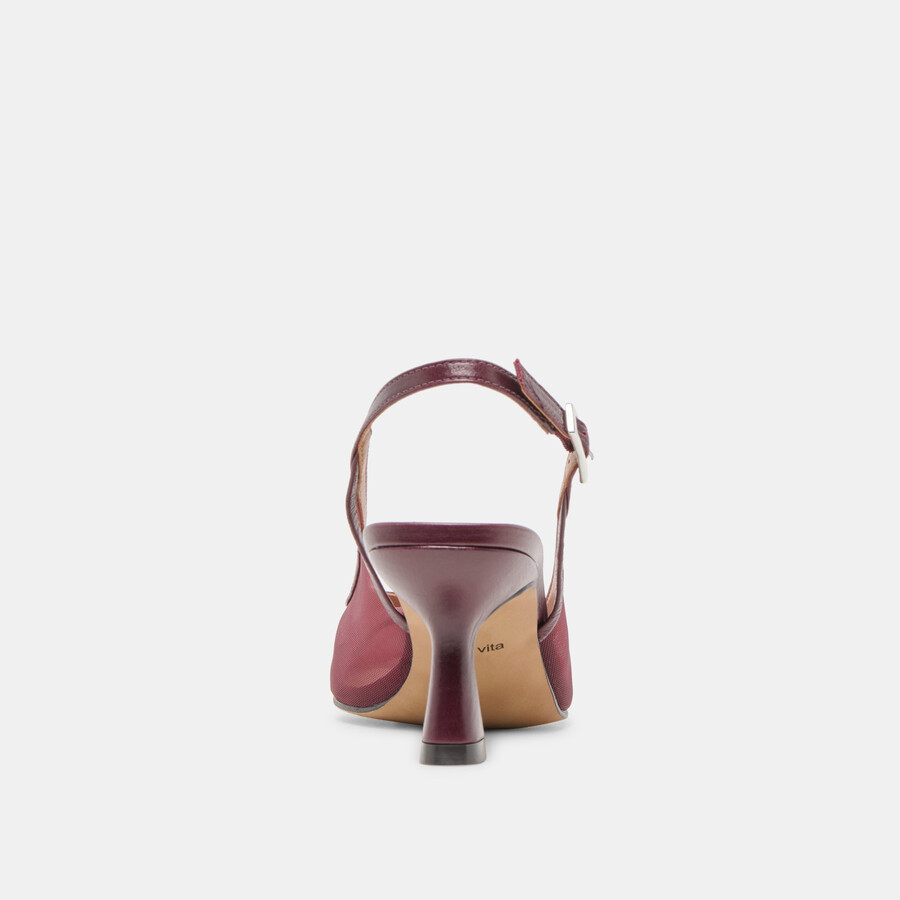lorine heels burgundy mesh