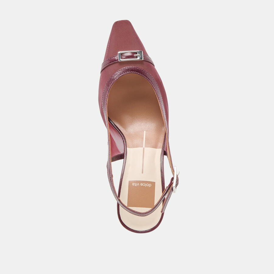lorine heels burgundy mesh