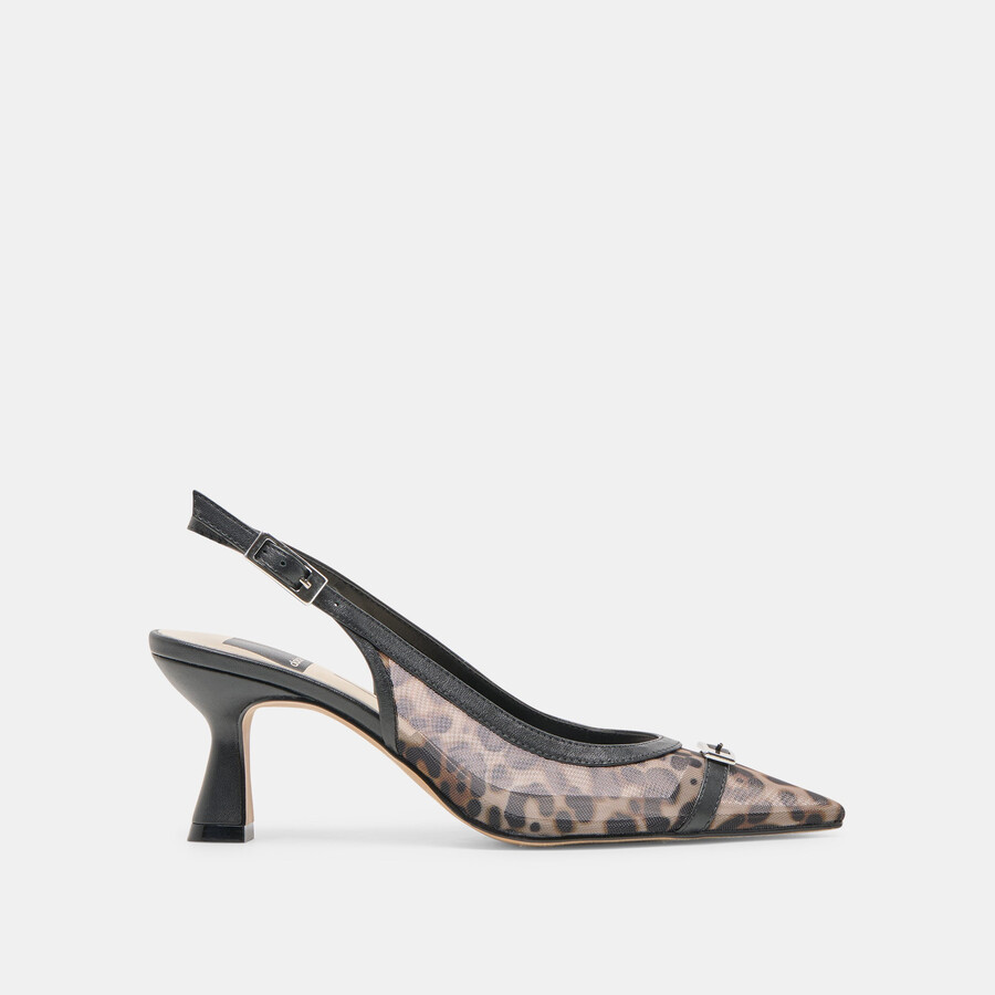 lorine heels leopard mesh