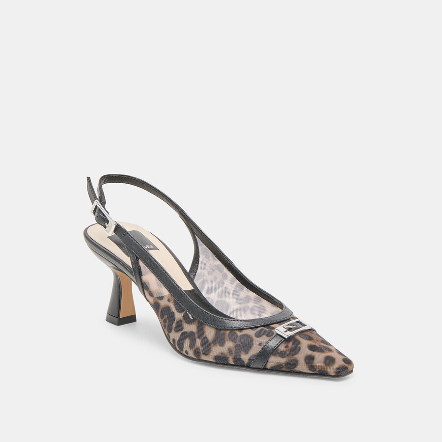 lorine heels leopard mesh