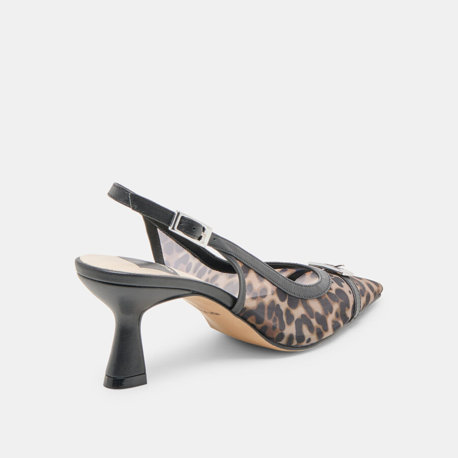 lorine heels leopard mesh