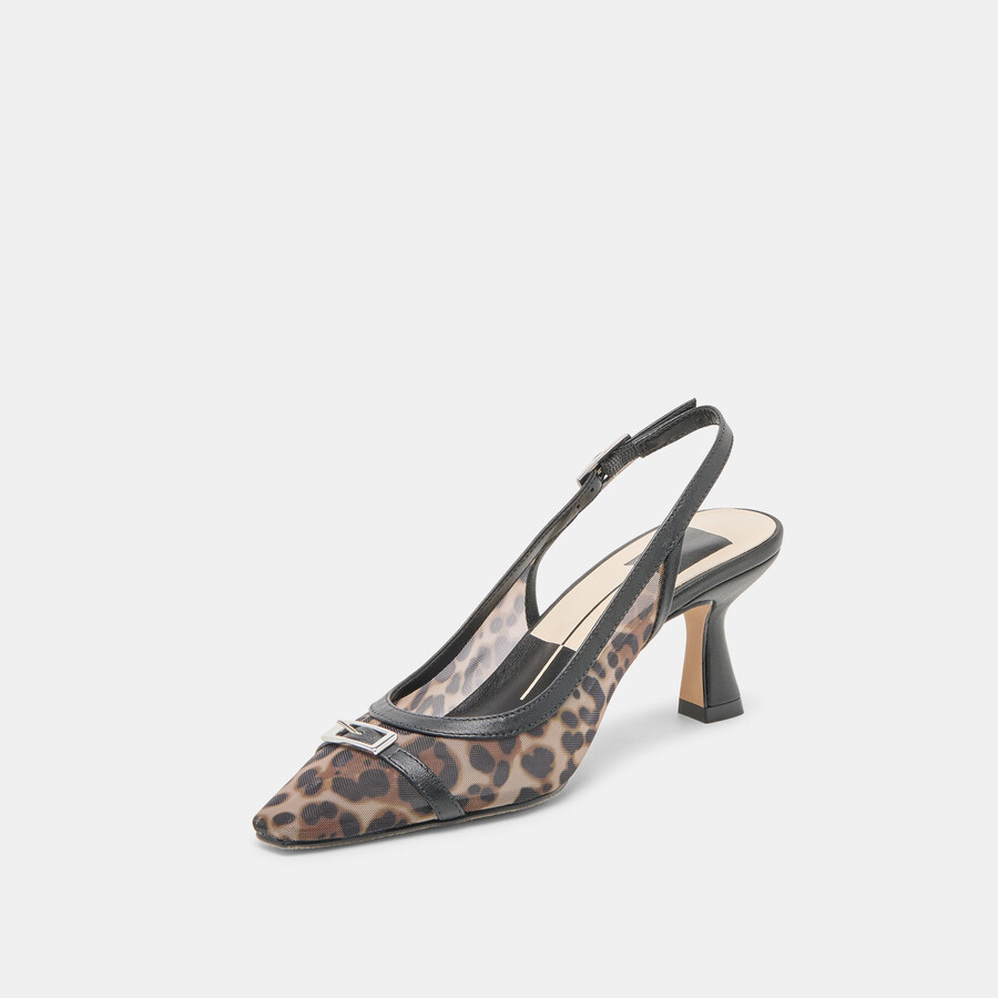 lorine heels leopard mesh