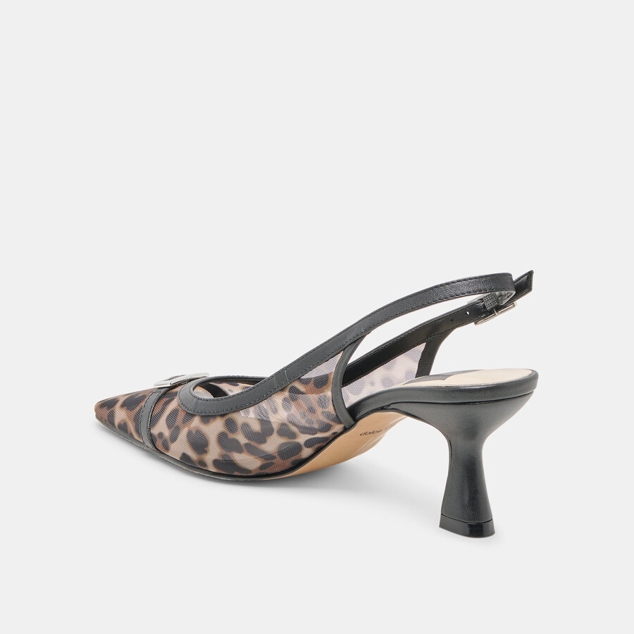 lorine heels leopard mesh