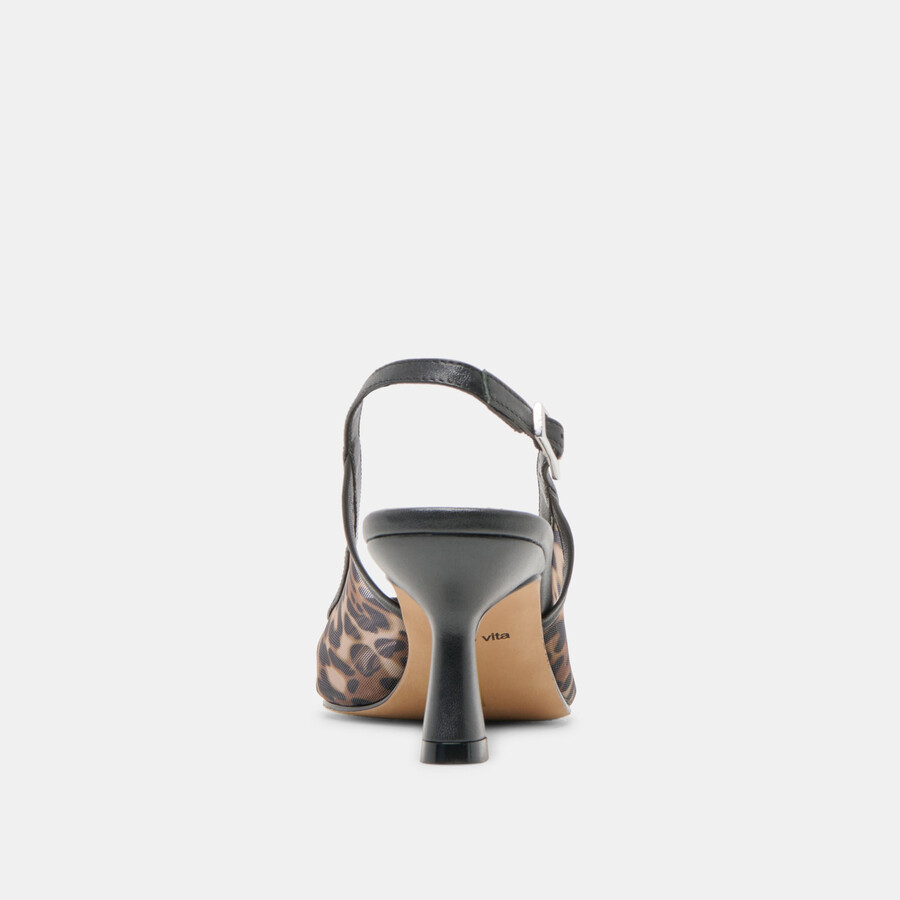 lorine heels leopard mesh