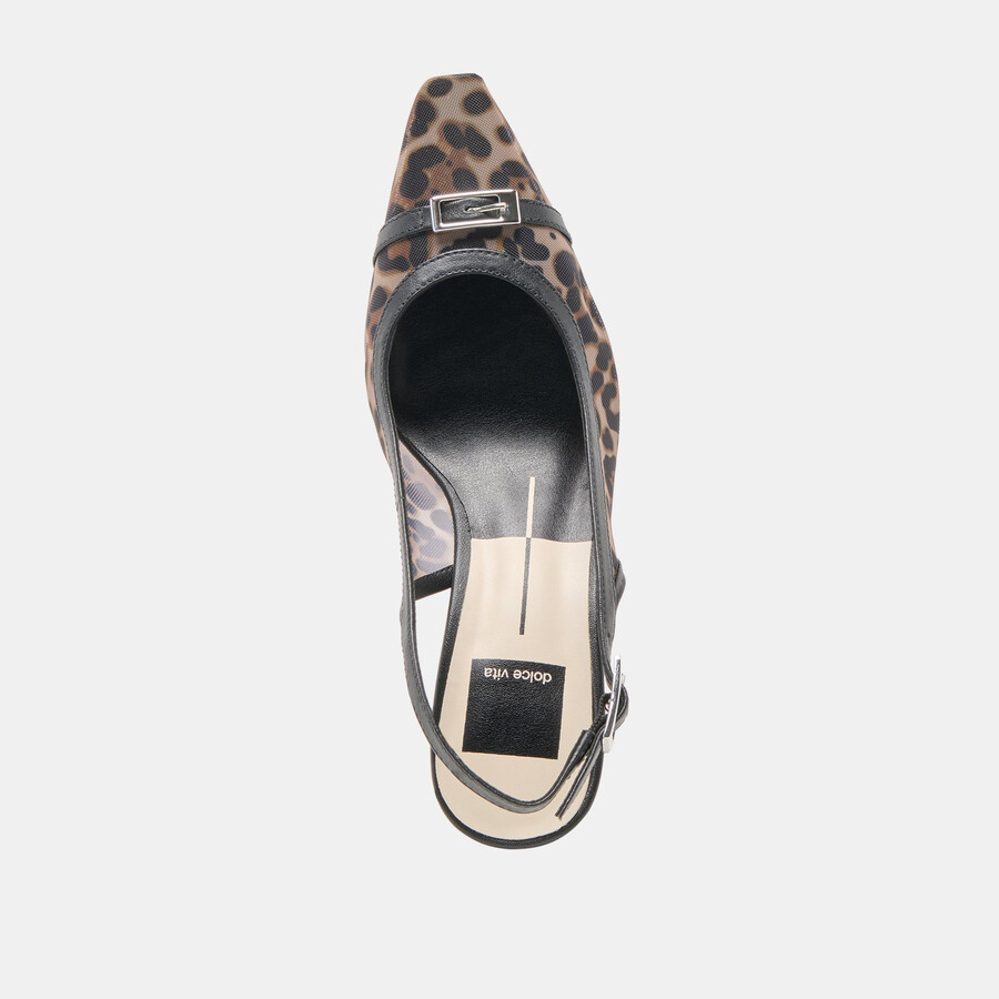 lorine heels leopard mesh